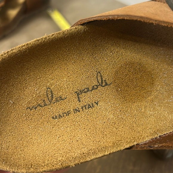 Mila Paoli Italy Leather Braided Strap Cork Wedge Sandals Shoes Tan Size 9 - Picture 15 of 16